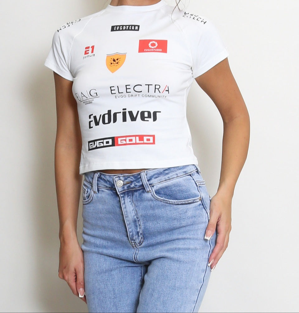 Racing Print Cropped T-Shirt