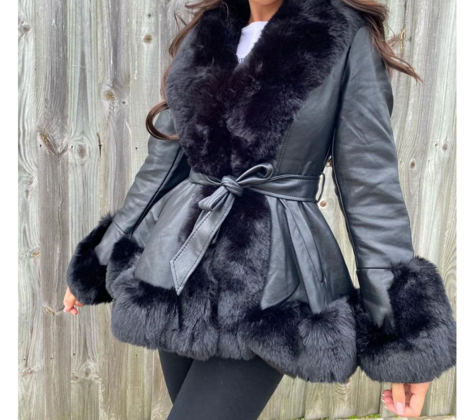 Faux Leathet Fur Coat