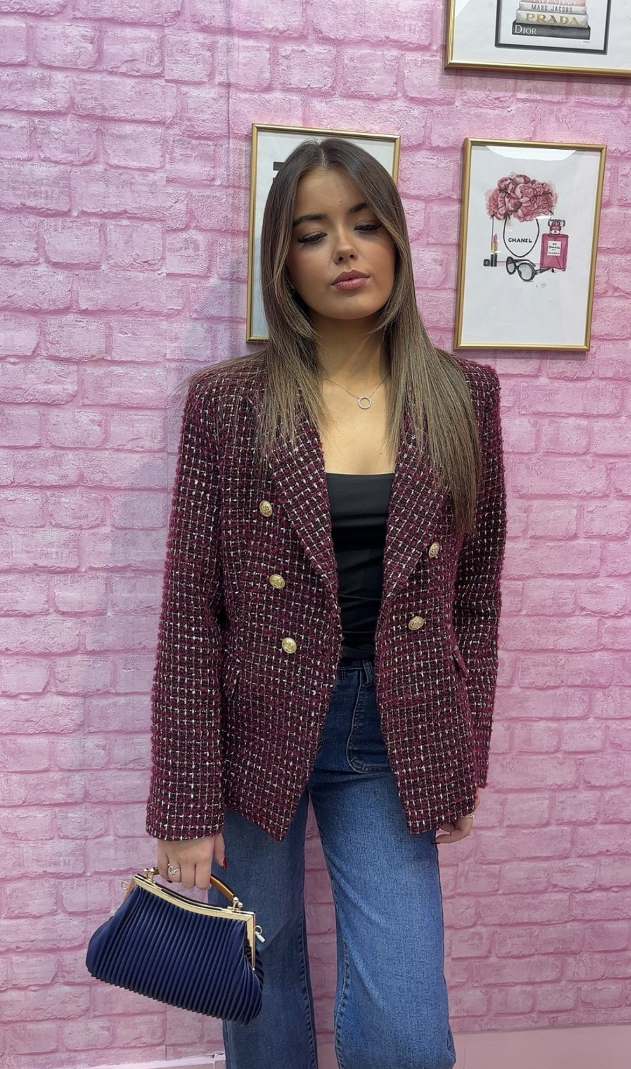 Burgundy Tweed Blazer