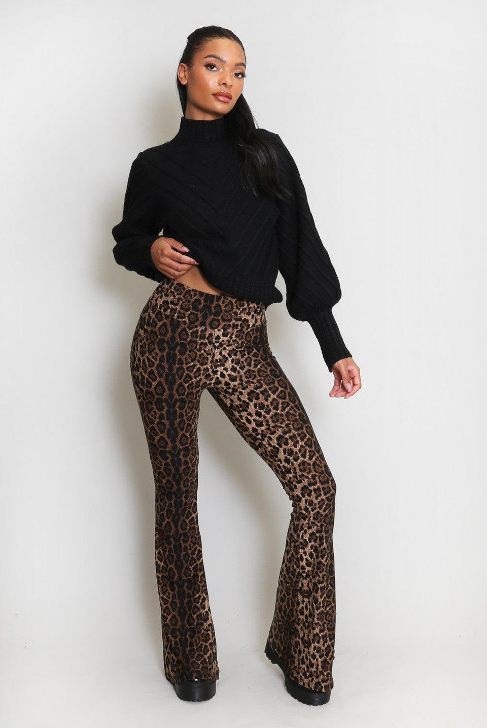 Leopard Bell Bottom Legging