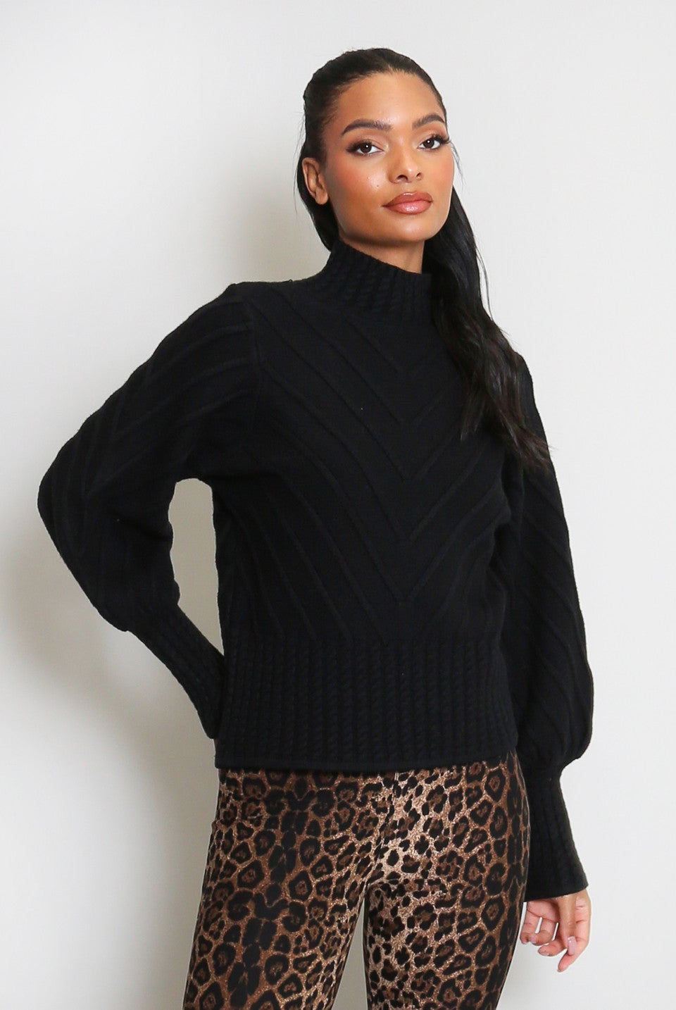 High Neck Wool Blend Jumper