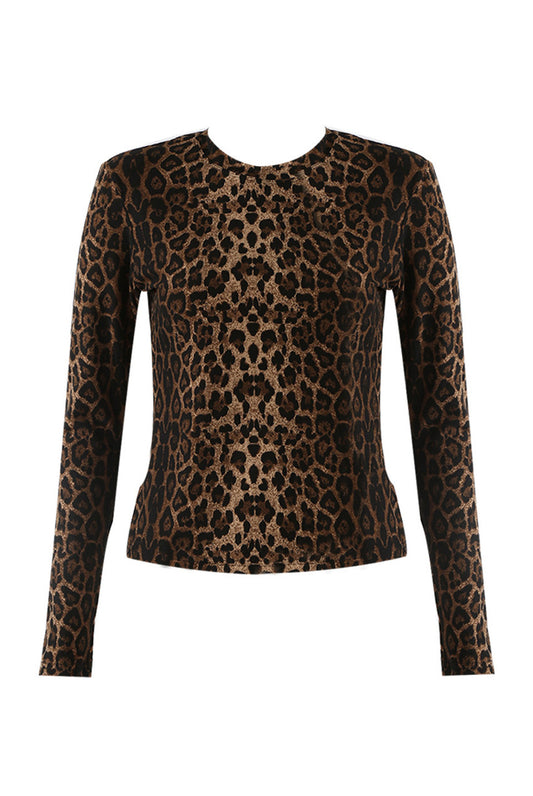 Long Sleeve Leopard Print Active Top